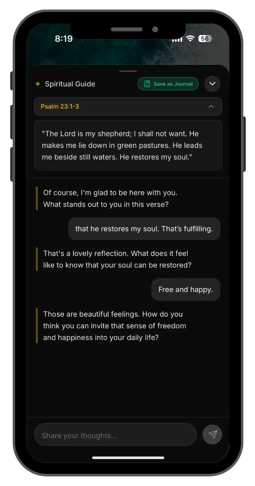 Spiritual Guide chat interface