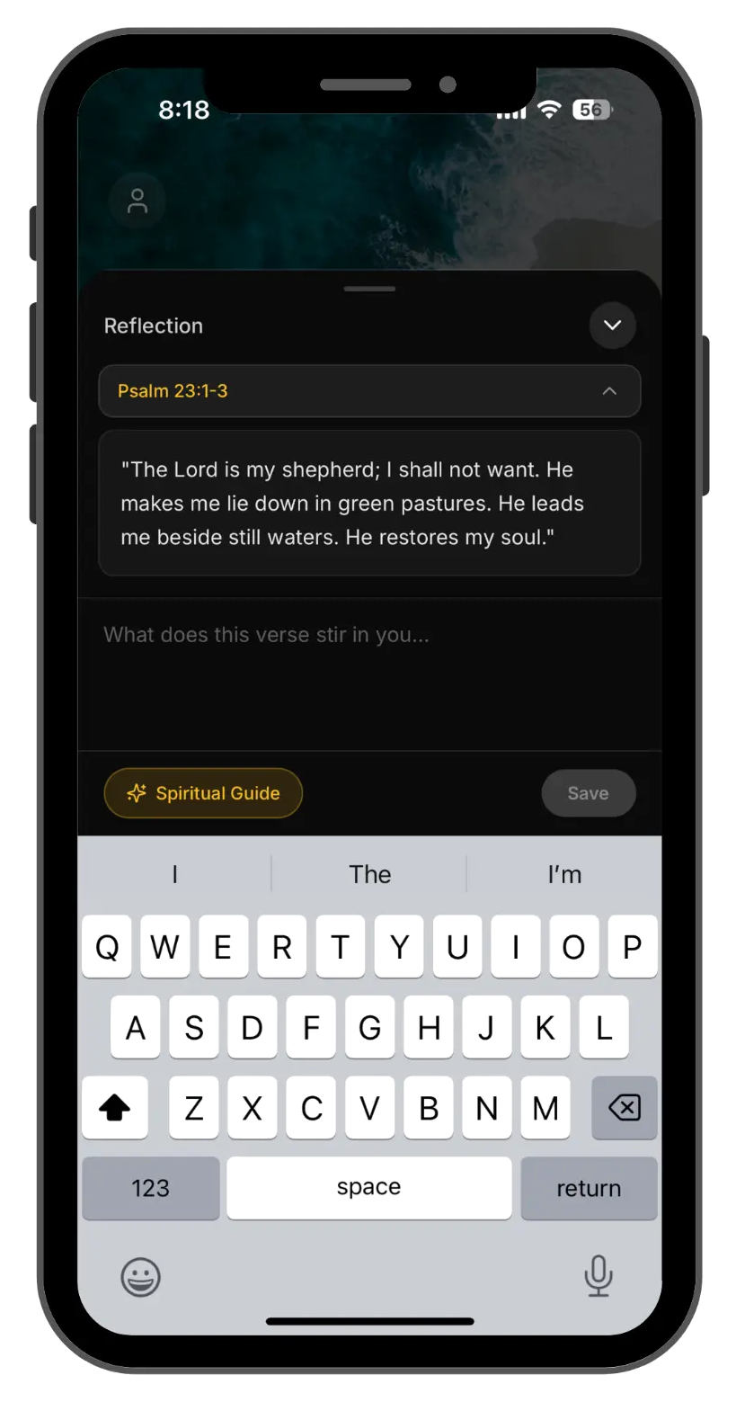 Reflection journal screen